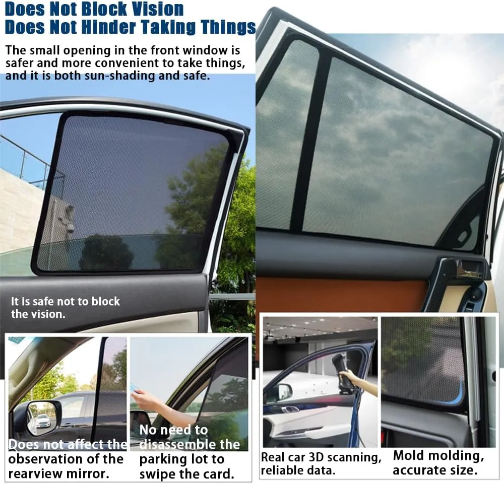 Car Window Sunshades for Suzuki Super vitra Mesh Sunshade Magnetic Suction Blackout Curtain Half Shade Sun Protection Cover Interior Accessories,5PCS