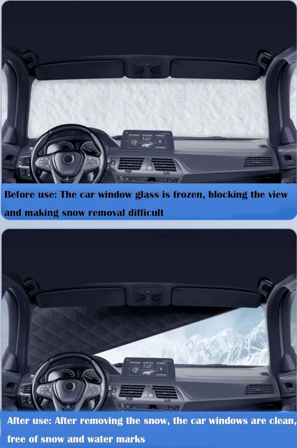Car Windshield Snow Cover for Nissan Pulsar Visia/Pulsar Acenta/N Connecta/N Vision/Tekna 2014-2019, All-Weather Winter Magnetic Windshield Frost Cover Protectors, Exterior Accessories