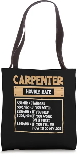 Carpenter hourly wage salary earnings Tote Bag