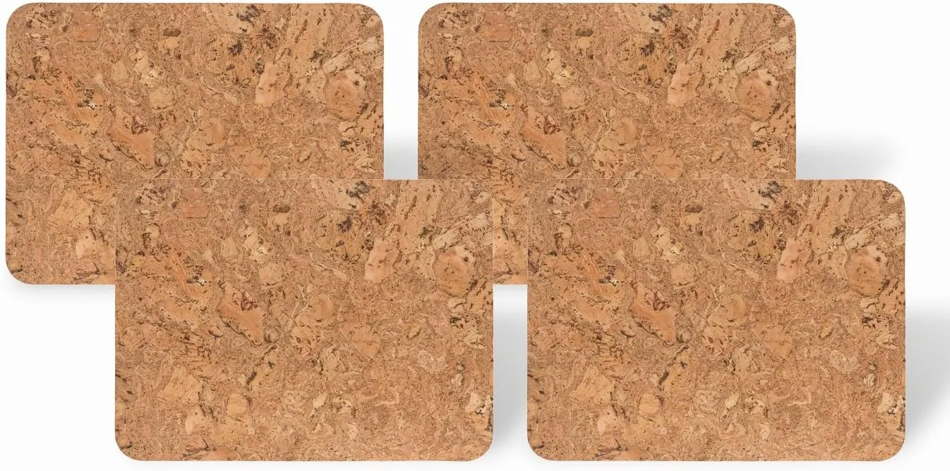 Casafina 15.75" x 11.75" Set of 4 Rectangular Placemats - Cork Collection, Iceberg Natural | Heat Safe Tableware | Natural Portuguese Cork Material | Restaurant Quality Serveware