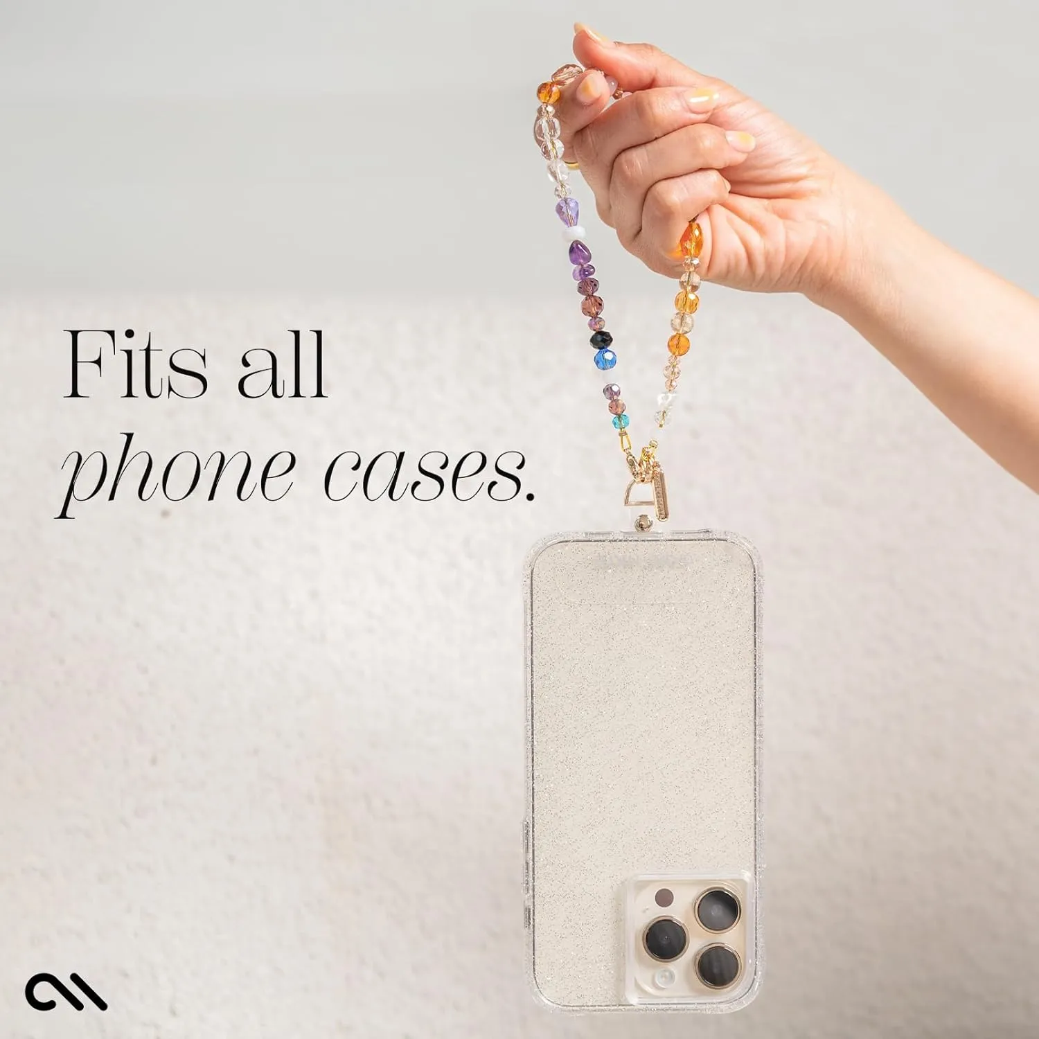 Case-Mate Phone Charm with Beaded Crystals - Detachable Anti Theft Strap - Hands-Free iPhone Wrist Strap for Women - Phone Chain Wristlet - Fits Galaxy, Pixel and More - Boho Crystal