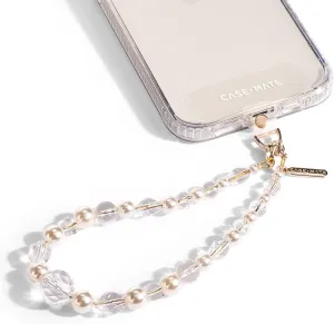 Case-Mate Phone Charm with Beaded Pearls and Crystals - Detachable Anti Theft Strap - Hands-Free iPhone Wrist Strap for Women - Phone Chain Wristlet for Galaxy, Pixel and More - Crystal Pearl