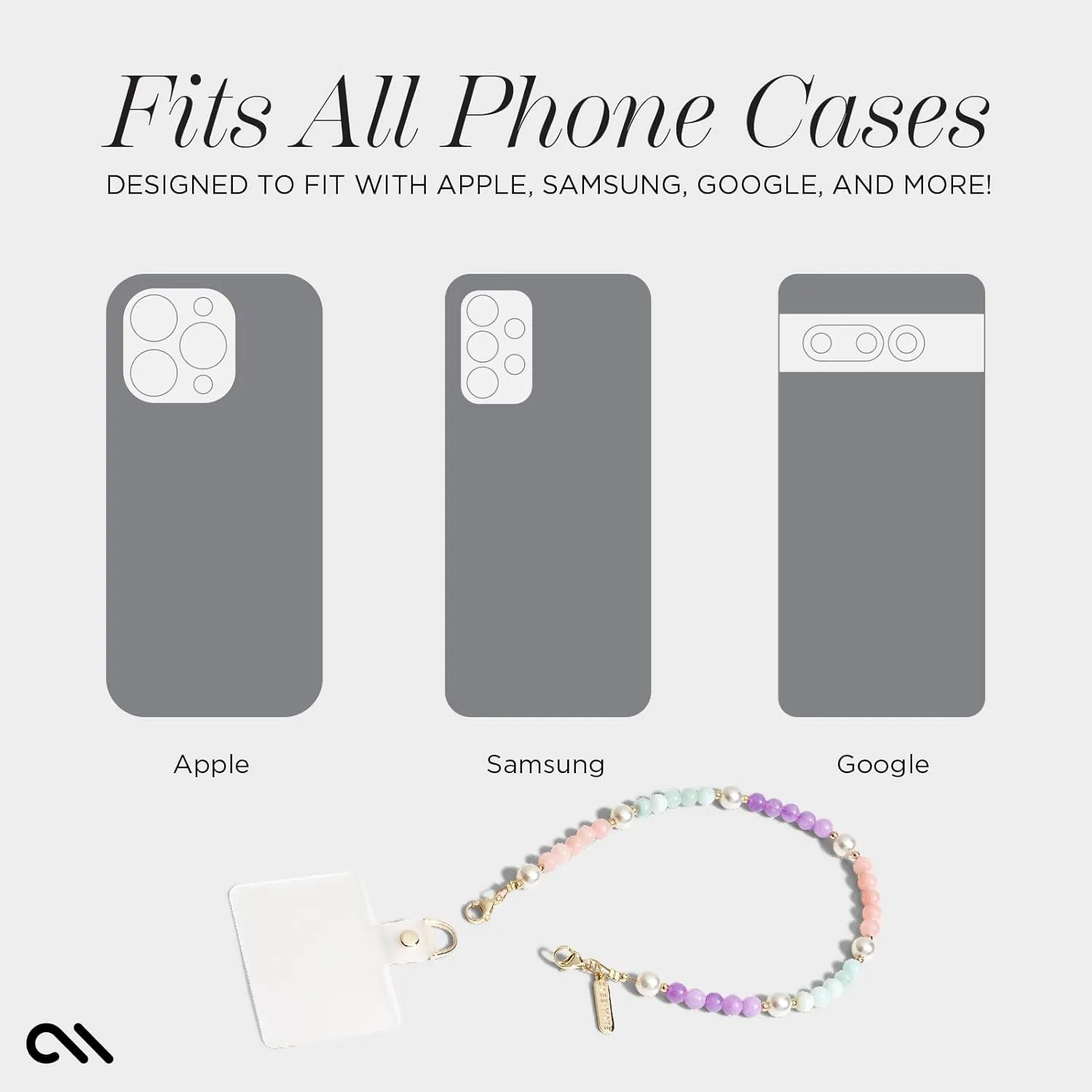 Case-Mate Phone Charm with Beaded Pearls and Gold - Detachable Anti Theft Strap - Hands-Free iPhone Wrist Strap for Women - Phone Chain Wristlet forGalaxy, Google Pixel and More - Sugar Rush