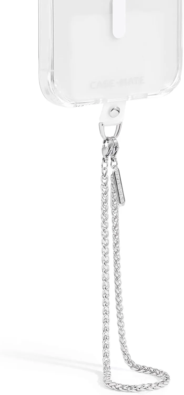Case-Mate Phone Charm with Silver Chain - Detachable Anti Theft Strap - Hands-Free iPhone Wrist Strap for Women - Phone Wristlet for Galaxy, Pixel and More - Dainty Silver Chain