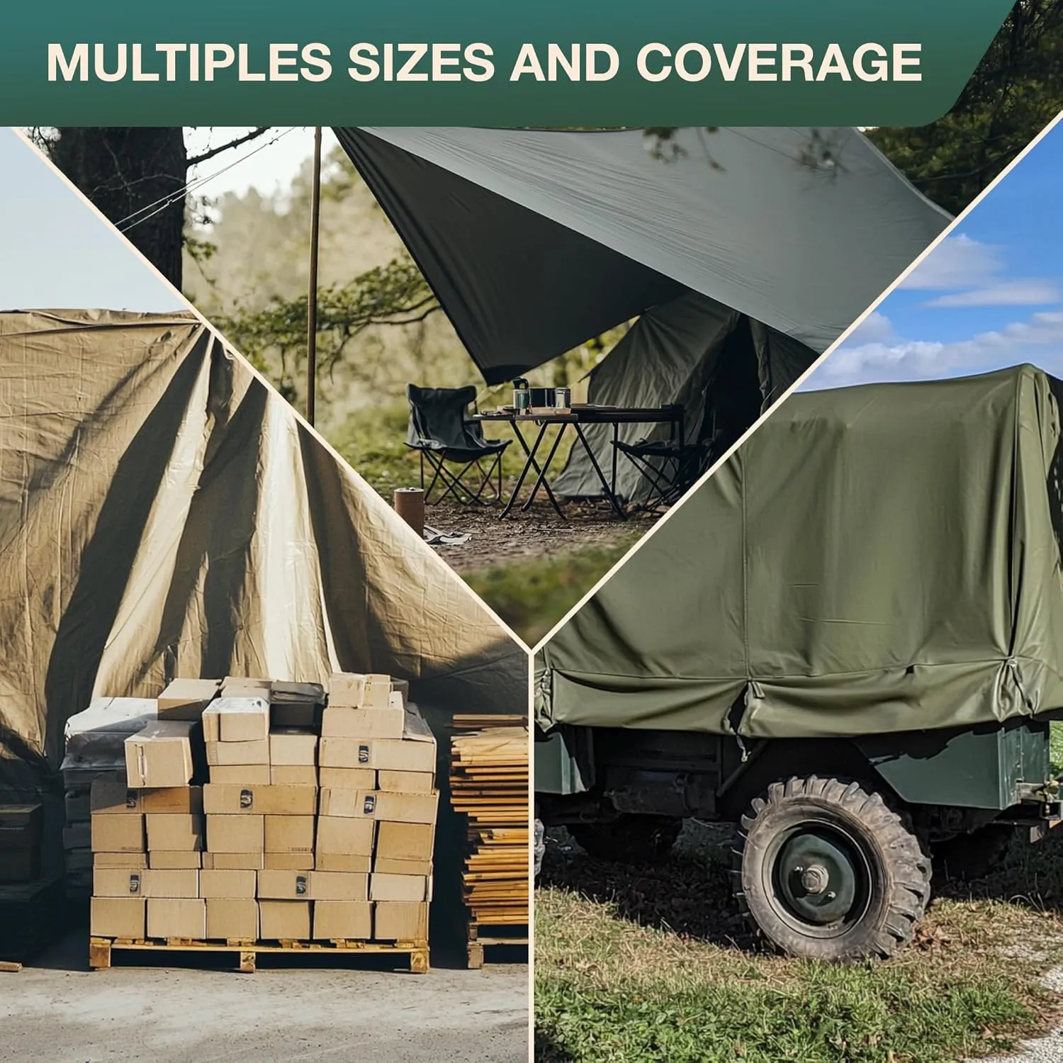 CCS Waterproof Canvas Tarp Cover – Heavy Duty Duck Cloth, Waxed Canvas Tarpaulin with Rustproof Brass Grommets for Camping, Construction, Equipment & Outdoor Use (Grey, 8x10 Ft)
