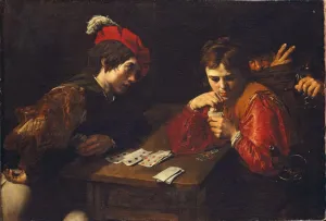 CDYQCTDI Famous Abstract Wall Art Poster Artwork the Cardsharps by Valentin De Boulogne HD Canvas Painting for Wall Decor 60x90cm