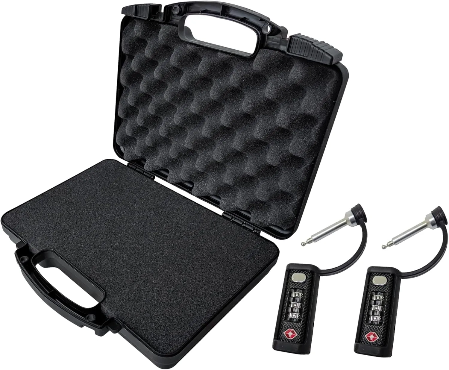 Cedar Mill Fine Firearms TSA Approved Gun Case - Gun Carry-on Bag for Handgun & 9mm Pistol, Revolver and TSA Approved & California Compliant Gun Case Lock Bundle.