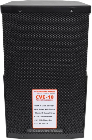 Cerwin Vega CVE-10 10" 1000 Watt Powered Loudspeaker w/Bluetooth