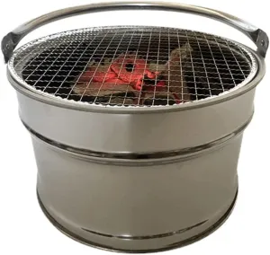 Charcoal Grill Round Portable Barbecue Stainless Steel Grills BBQ for Picnic Outdoor Cooking Camping Hiking