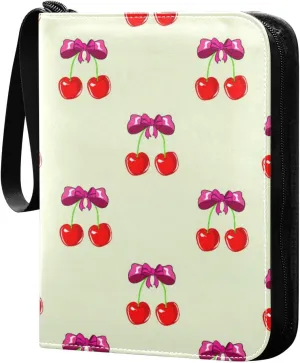 Cherries Card Binder 4 Pockets, 400 Pockets Trading Card Binder Removable Card Albums Card Holder for Games, Sports, Football, Baseball Cards
