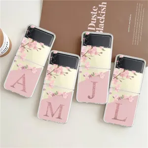 Cherry Blossom Flower Initial Alphabet Clear Samsung Galaxy Z Flip 3 4 Case