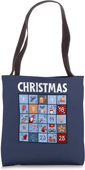 Christmas Advent Calendar Xmas Countdown Winter Cute Holiday Tote Bag
