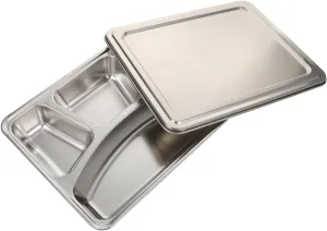 Ciieeo Stainless Steel Food Plate 4 Sections Easy to Clean Perfect for Travel