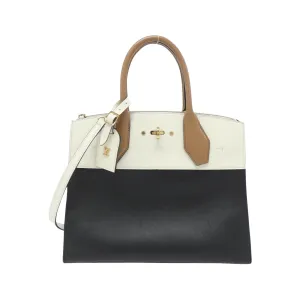 City Steamer Leather Handbag with Name Tag and Shoulder Strap