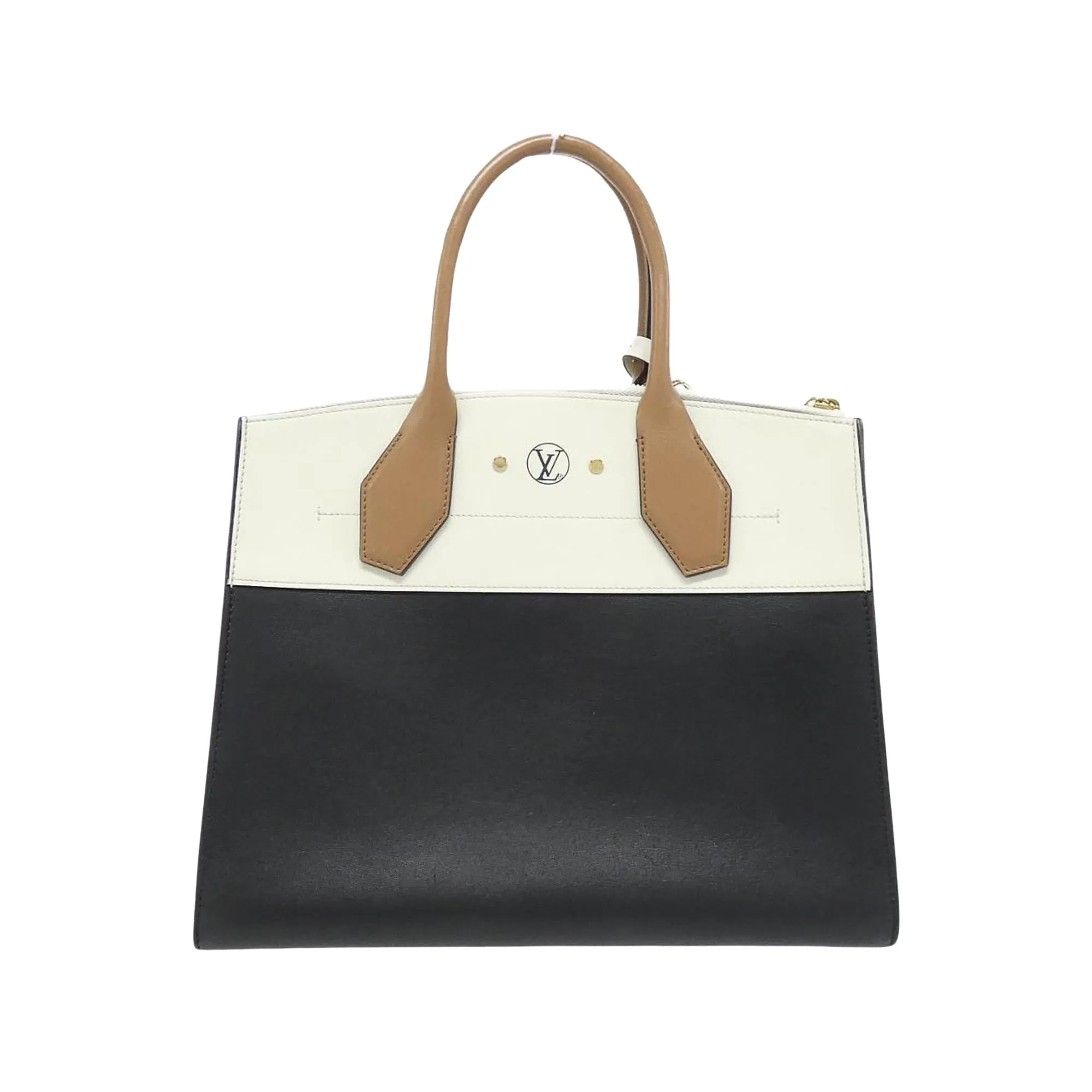 City Steamer Leather Handbag with Name Tag and Shoulder Strap