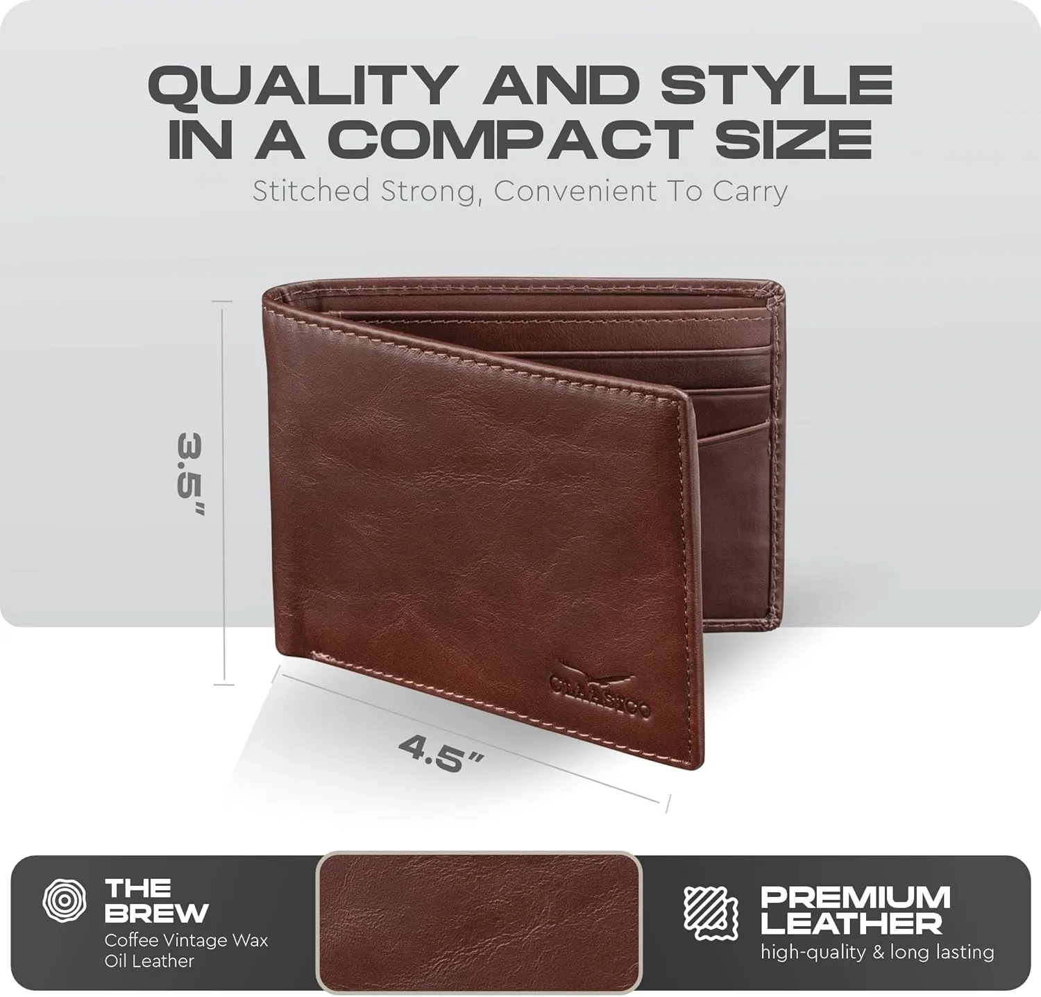 Claasico Men’s Bifold Wallet for Men – Genuine Leather RFID Wallet, Slim Billfold Cardholder w/ID Window – Gift Box Included
