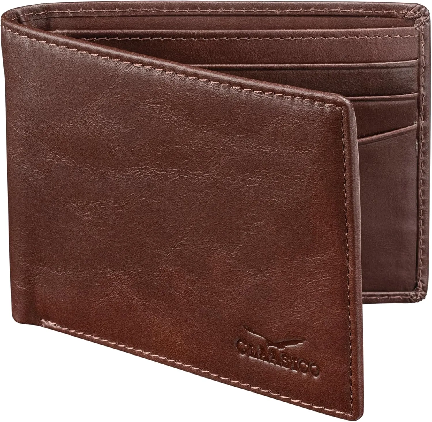 Claasico Men’s Bifold Wallet for Men – Genuine Leather RFID Wallet, Slim Billfold Cardholder w/ID Window – Gift Box Included