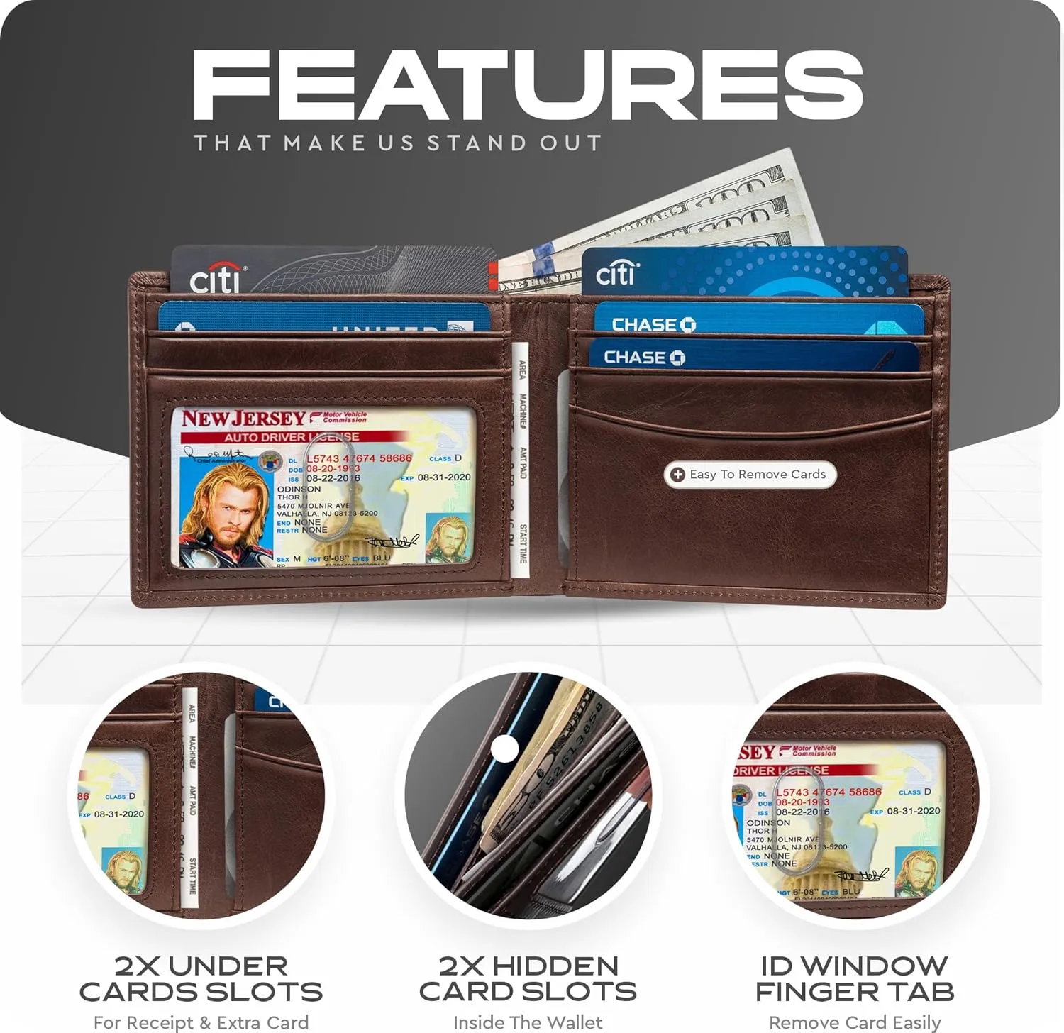 Claasico Men’s Bifold Wallet for Men – Genuine Leather RFID Wallet, Slim Billfold Cardholder w/ID Window – Gift Box Included