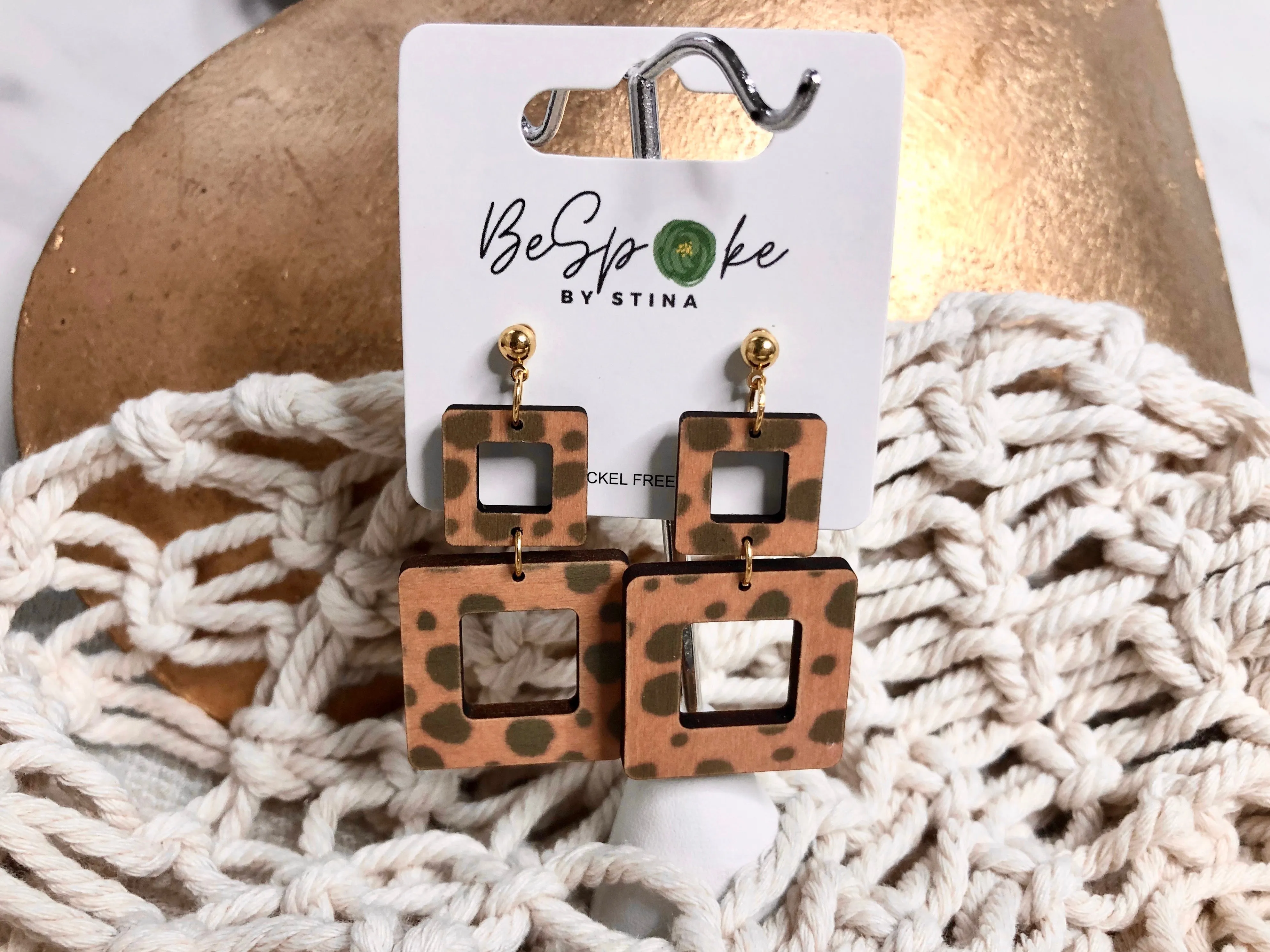 Classic Christy Double Square Animal Print Earrings