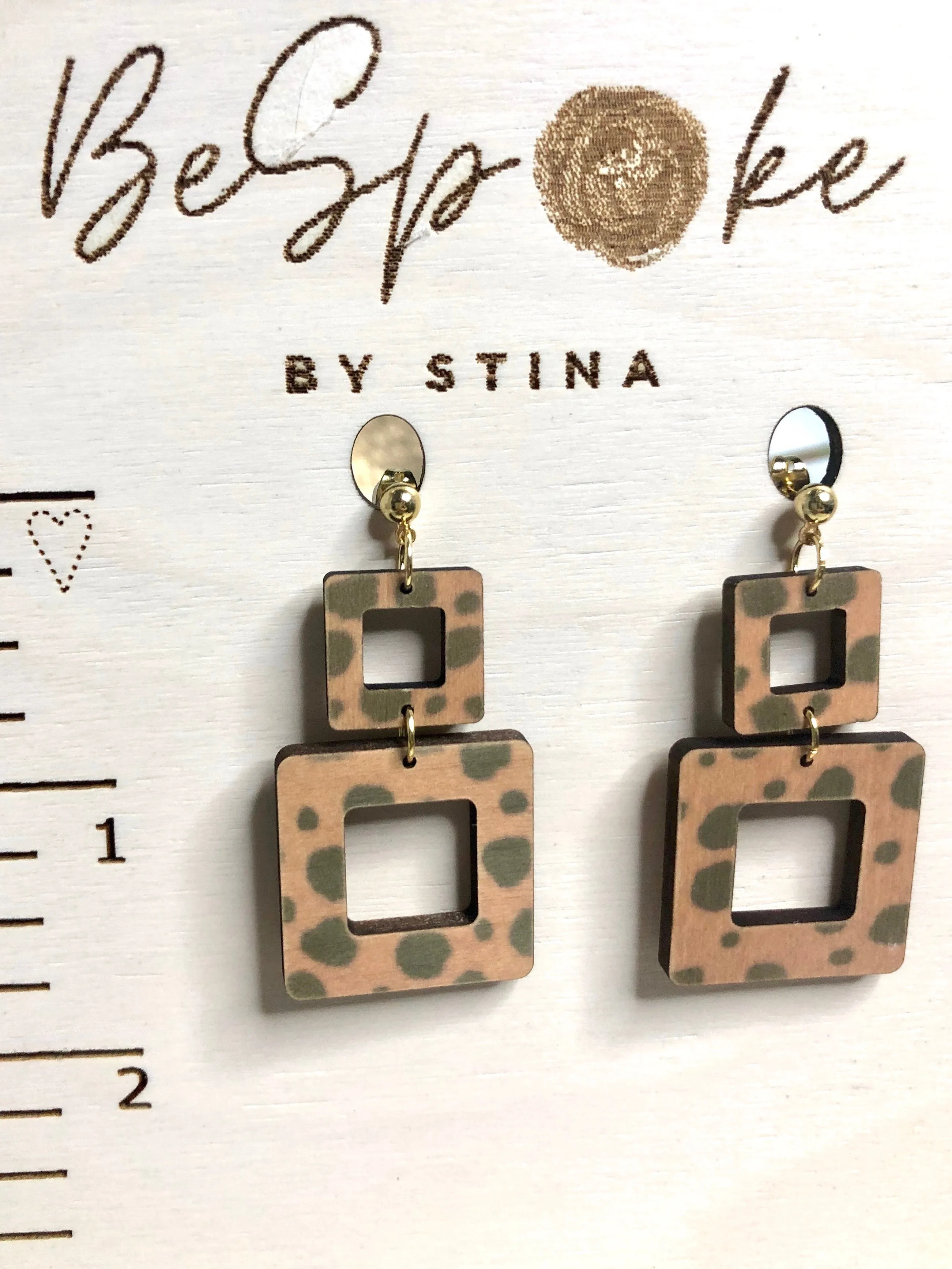 Classic Christy Double Square Animal Print Earrings
