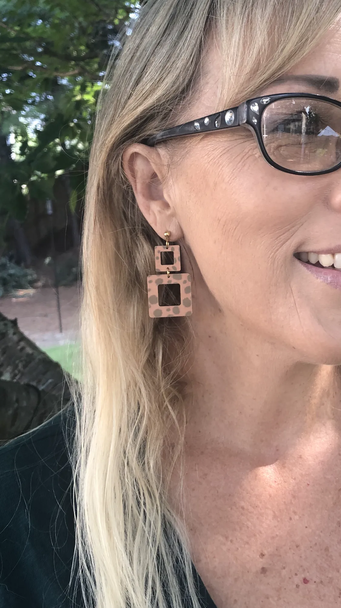 Classic Christy Double Square Animal Print Earrings