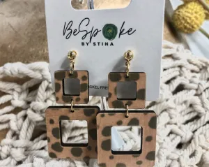 Classic Christy Double Square Animal Print Earrings