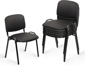 CLATINA Stacking Waiting Room Chairs, PU Leather Armless Office Guest Chair with Metal Frames, Stackable Conference Room Chairs No Wheels for Reception Lobby Side Training School, Black Set of 5