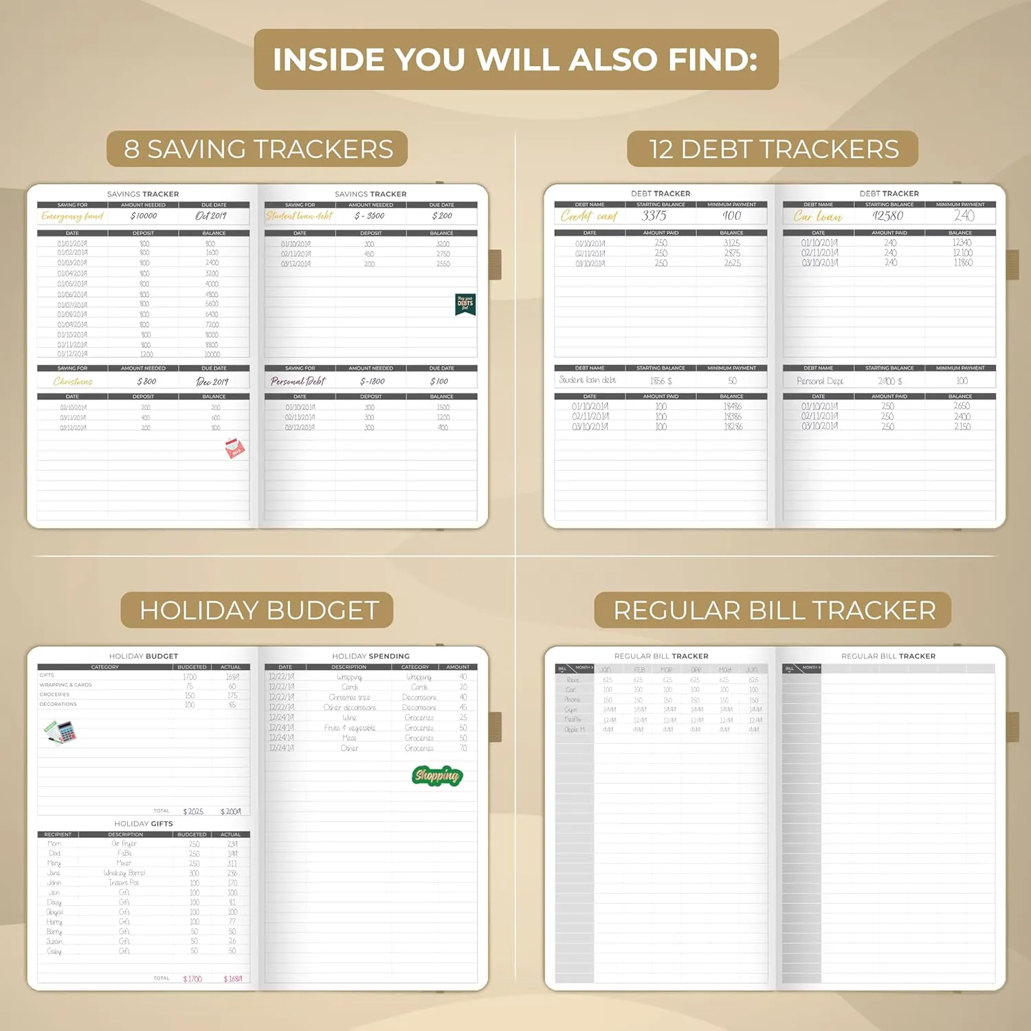 Clever Fox Budget Planner - Expense Tracker Notebook. Monthly Budgeting Organizer, Finance Logbook & Accounts Book, Bill Tracker, A5 (Gold)