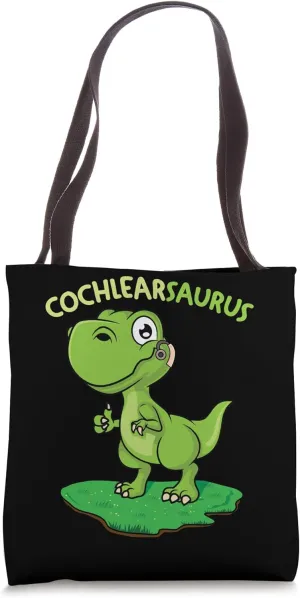Cochlearsaurus Hearing Loss Deaf Cochlear Implant Awareness Tote Bag