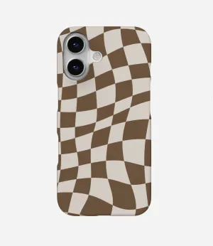 Coffee Brown Checkered Print Case