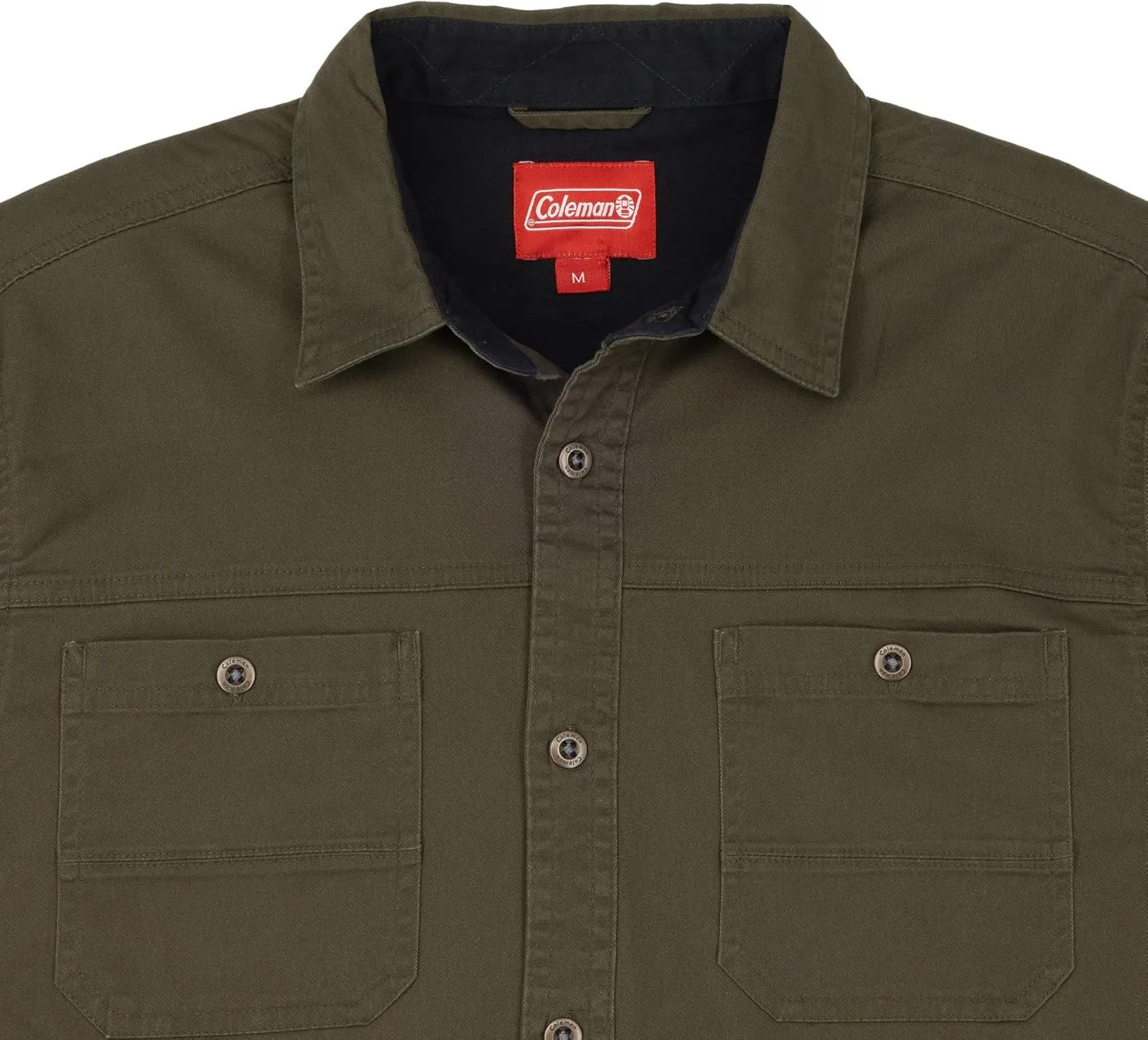 Coleman Men's Stretch Twill Workwear Long Sleeve Button-Down Shirt with Metal Buttons