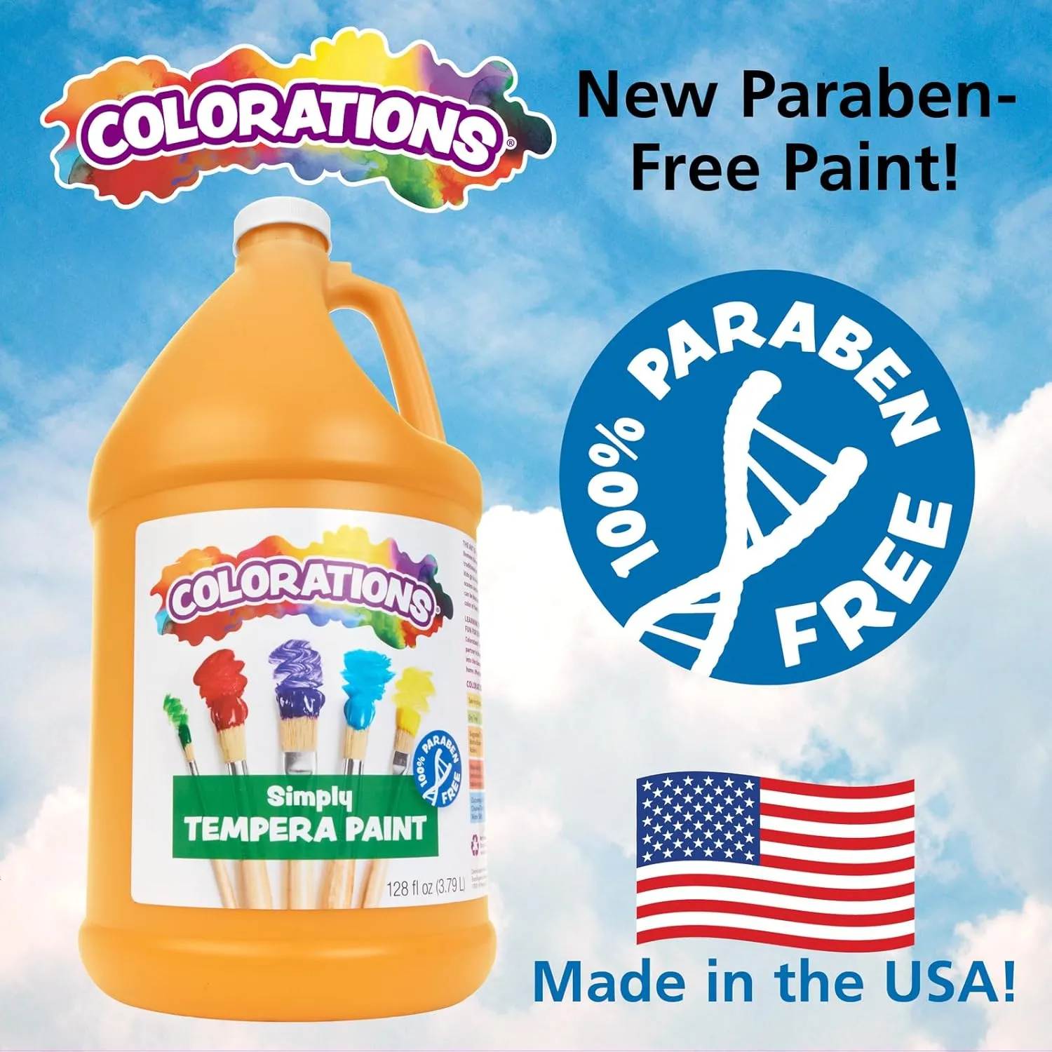Colorations Paraben-Free Tempera Paint for Kids - 1 Gallon, Vibrant Blue. Non-Toxic and Made in The USA