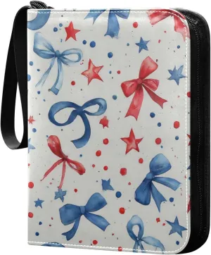 Colorful Bows Card Binder 4 Pockets, 400 Pockets Trading Card Binder Removable Card Albums Card Holder for Games, Sports, Football, Baseball Cards