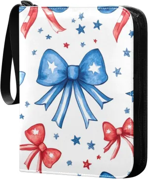 Colorful Bows Card Binder 4 Pockets, 400 Pockets Trading Card Binder Removable Card Albums Card Holder for Games, Sports, Football, Baseball Cards