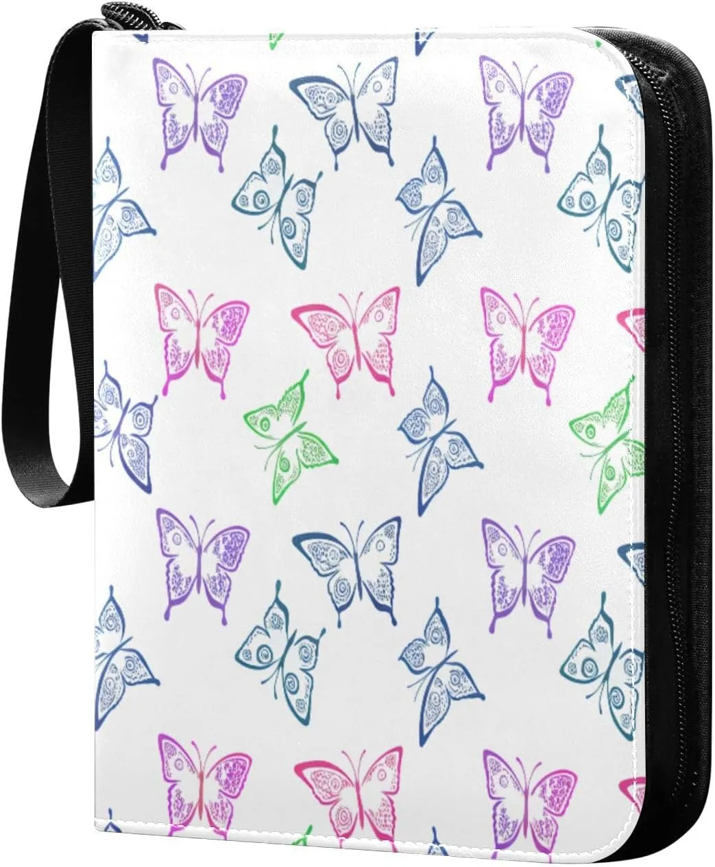 Colorful Butterflies Card Binder 4 Pockets, 400 Pockets Trading Card Binder Removable Card Albums Card Holder for Games, Sports, Football, Baseball Cards