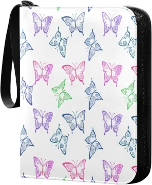 Colorful Butterflies Card Binder 4 Pockets, 400 Pockets Trading Card Binder Removable Card Albums Card Holder for Games, Sports, Football, Baseball Cards