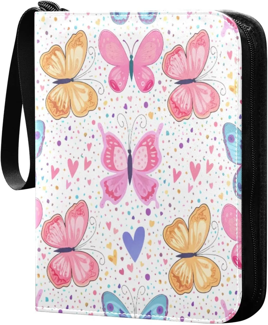 Colorful Butterflies Card Binder 4 Pockets, 400 Pockets Trading Card Binder Removable Card Albums Card Holder for Games, Sports, Football, Baseball Cards