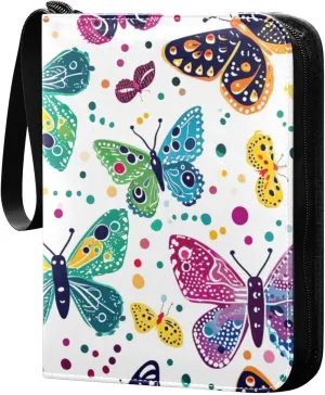 Colorful Butterfly Card Binder 4 Pockets, 400 Pockets Trading Card Binder Removable Card Albums Card Holder for Games, Sports, Football, Baseball Cards