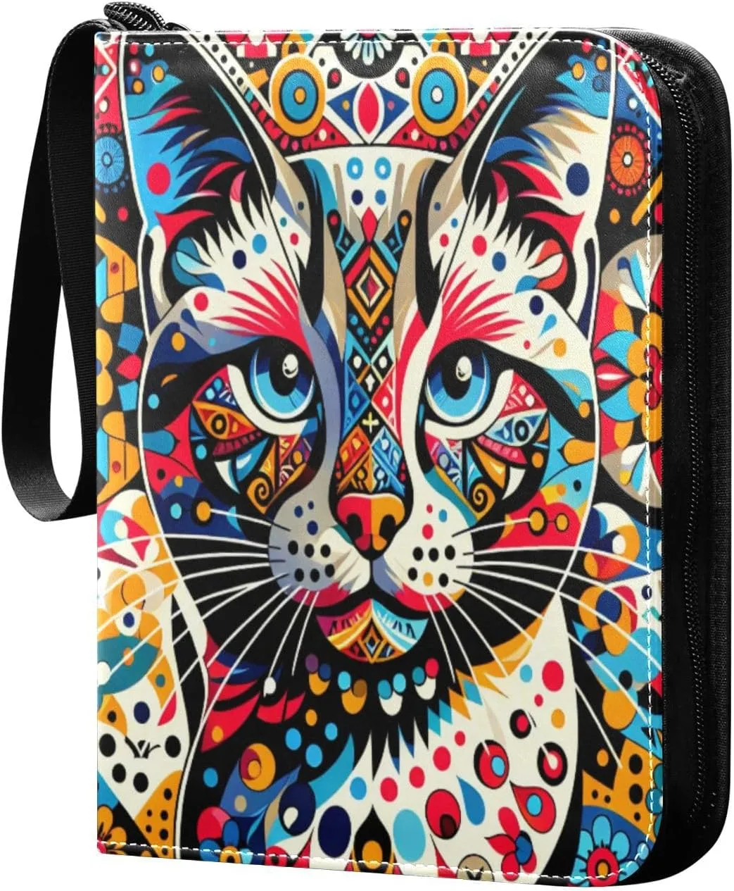 Colorful Cat Card Binder 4 Pockets, 400 Pockets Trading Card Binder Removable Card Albums Card Holder for Games, Sports, Football, Baseball Cards