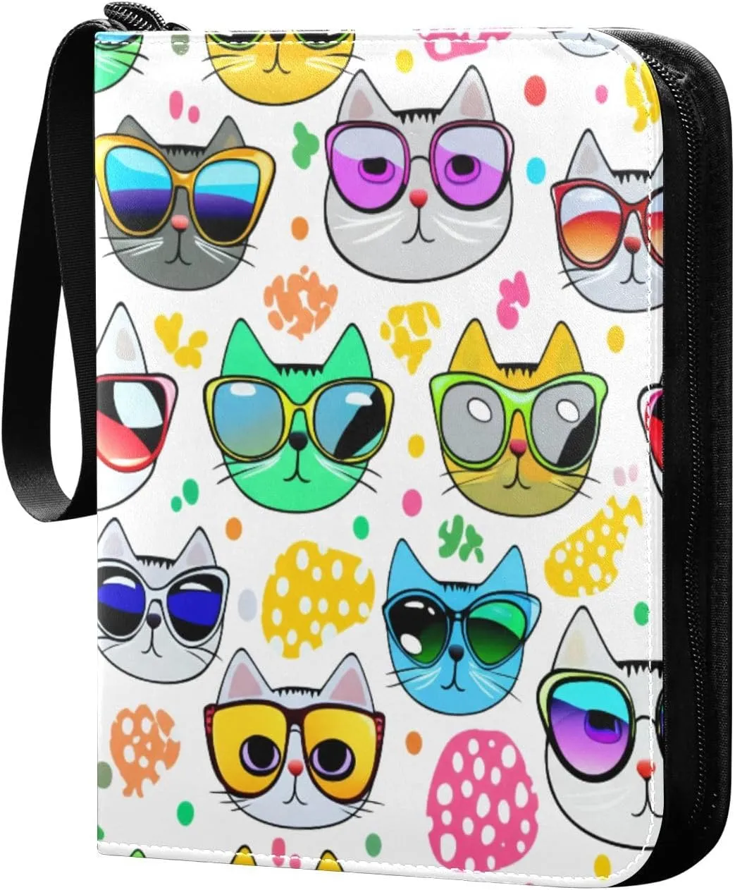 Colorful Cats Card Binder 4 Pockets, 400 Pockets Trading Card Binder Removable Card Albums Card Holder for Games, Sports, Football, Baseball Cards