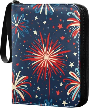 Colorful Fireworks Card Binder 4 Pockets, 400 Pockets Trading Card Binder Removable Card Albums Card Holder for Games, Sports, Football, Baseball Cards