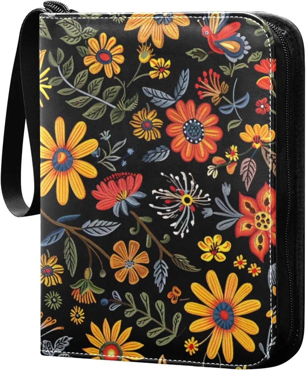 Colorful Flowers Card Binder 4 Pockets, 400 Pockets Trading Card Binder Removable Card Albums Card Holder for Games, Sports, Football, Baseball Cards