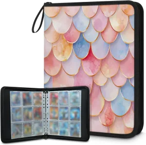 Colorful Mermaid Scales Trading Card Binder 9 Pocket 900 Cards Holder Collector Album with 50 Removable Sleeves Toys Gifts for Boys Girls Fish Scales Game Sports Cards
