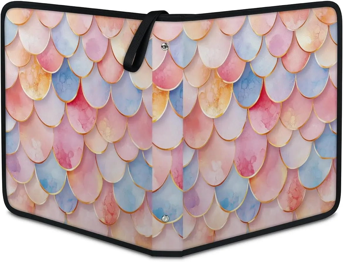Colorful Mermaid Scales Trading Card Binder 9 Pocket 900 Cards Holder Collector Album with 50 Removable Sleeves Toys Gifts for Boys Girls Fish Scales Game Sports Cards