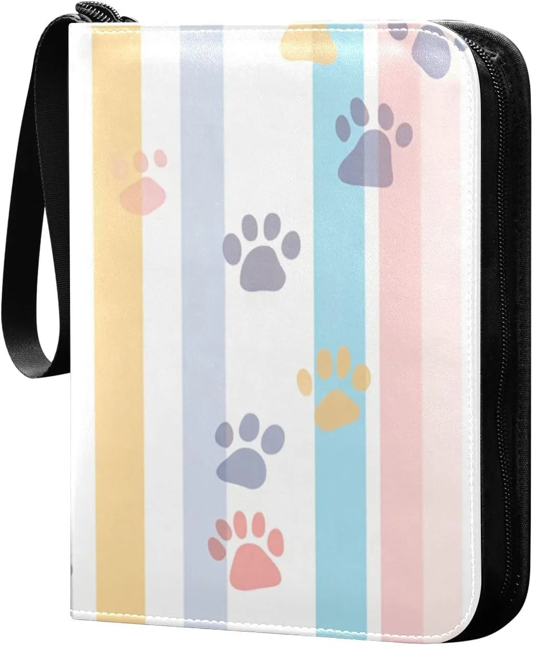 Colorful Paw Prints Card Binder 4 Pockets, 400 Pockets Trading Card Binder Removable Card Albums Card Holder for Games, Sports, Football, Baseball Cards