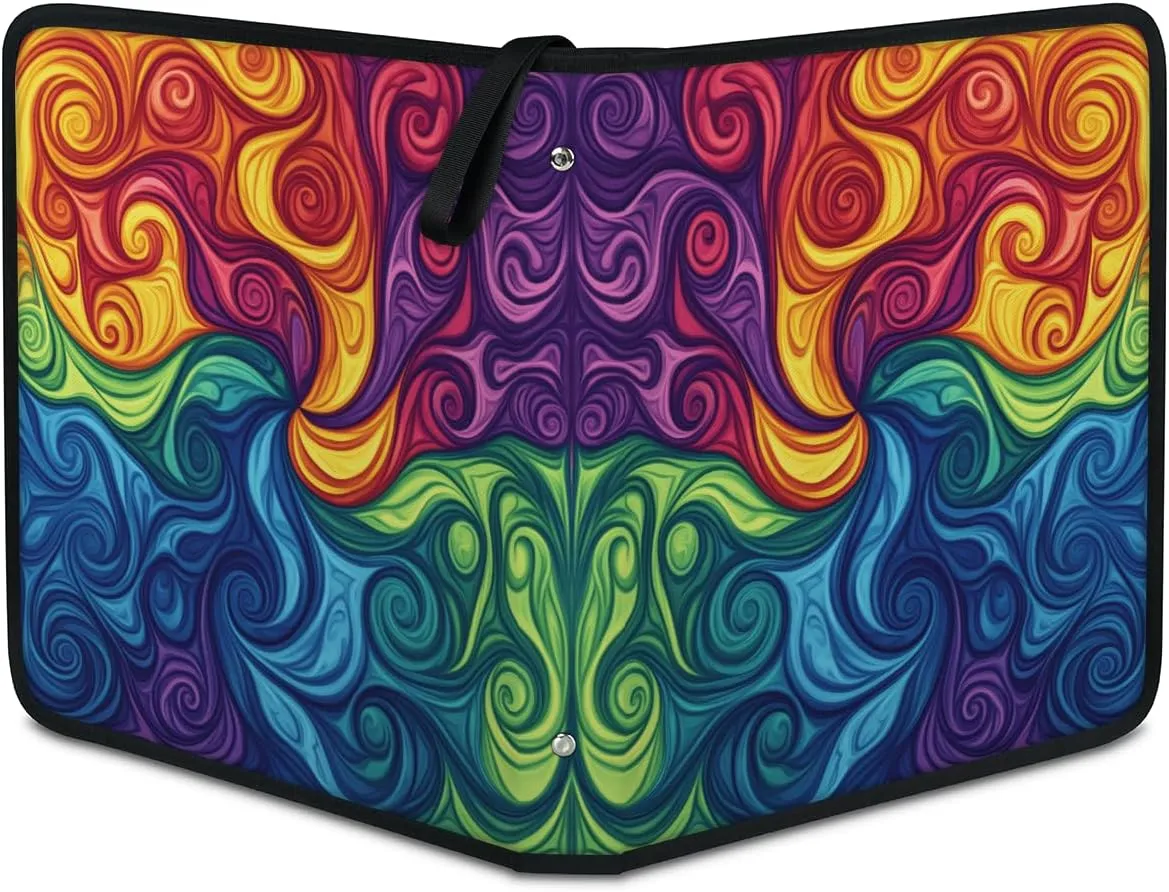 Colorful Tie Dye Trading Card Binder 4 Pocket 400 Cards Holder Collector Album with 50 Removable Sleeves Toys Gifts for Boys Girls Blue Green Yellow Game Sports Cards