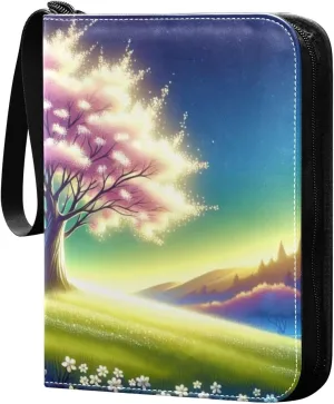 Colorful Tree Card Binder 4 Pockets, 400 Pockets Trading Card Binder Removable Card Albums Card Holder for Games, Sports, Football, Baseball Cards