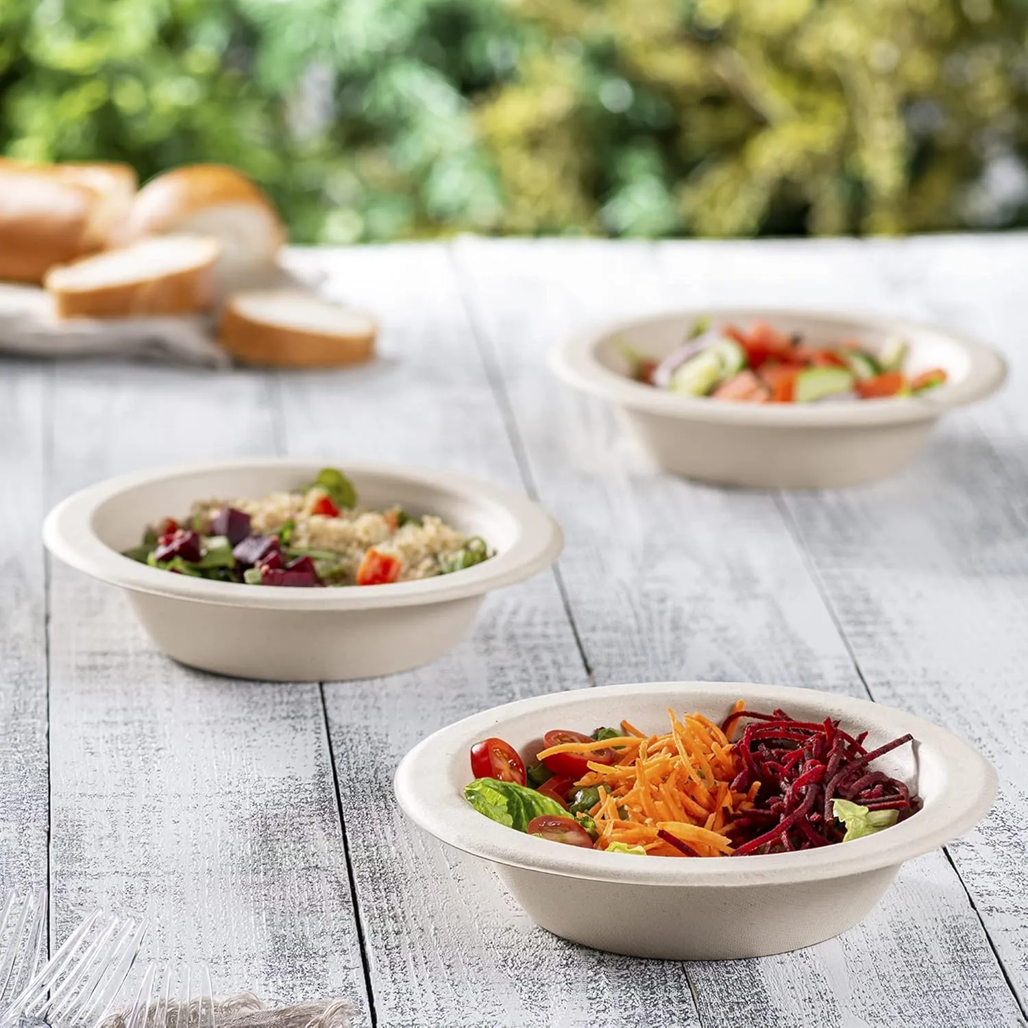 Comfy Package [125 Pack 100% Compostable Paper Soup Bowls, 16 oz. Heavy-Duty Kraft-Paper, Eco-Friendly Disposable Sugarcane