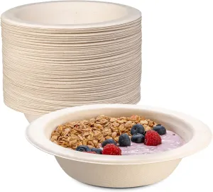 Comfy Package [125 Pack 100% Compostable Paper Soup Bowls, 16 oz. Heavy-Duty Kraft-Paper, Eco-Friendly Disposable Sugarcane