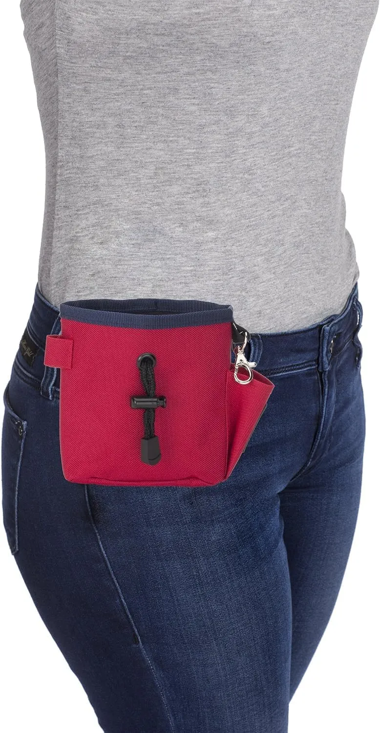 Company of Animals Treat Bag, Red, Zipped Pockets & Drawstring, Clips on Belt, Waistband or Pocket, Waterproof Treats Pouch, Ideal for Dog Walking & Puppy Training